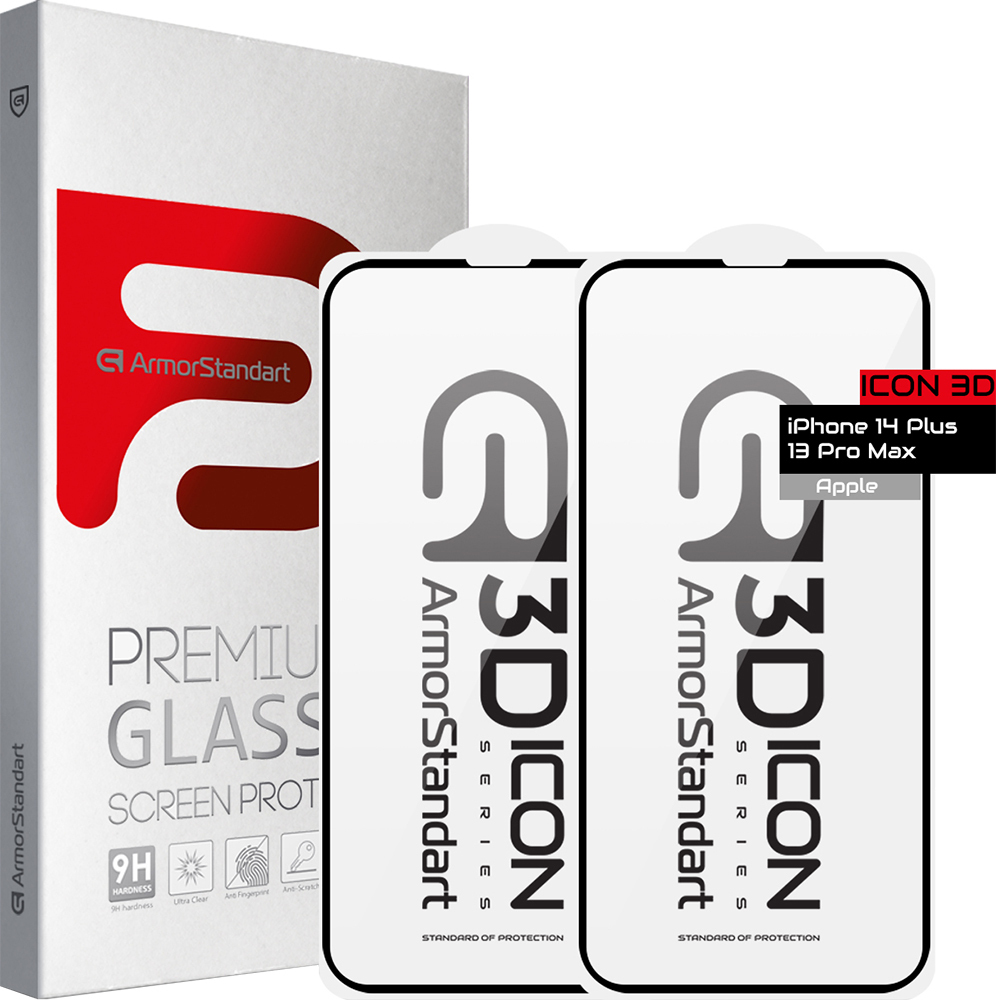 Набор защитных стекол ArmorStandart Icon 3D для iPhone 14 Plus/13 Pro Max Black 2шт (ARM62762) фото 1