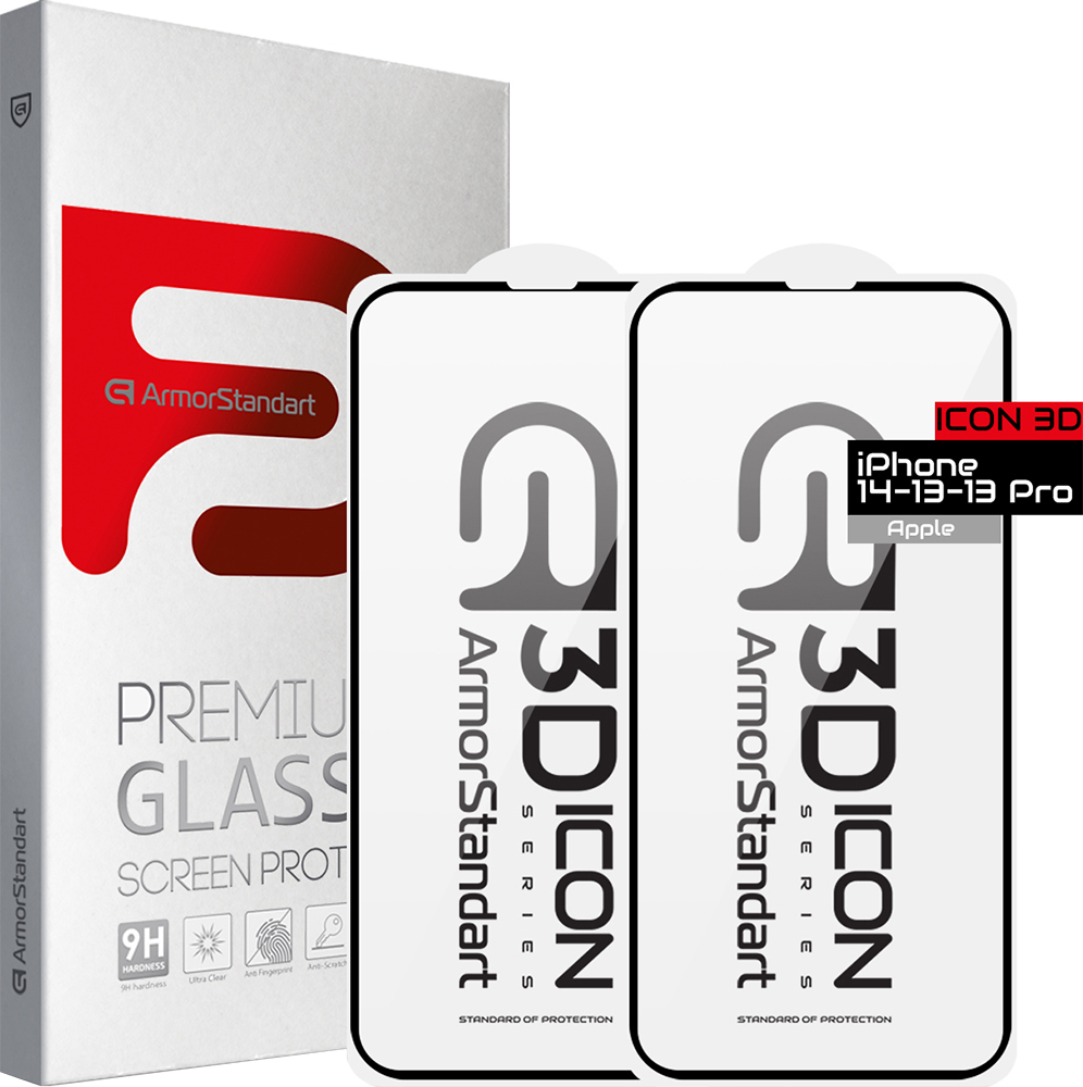 Набор защитных стекол ArmorStandart Icon 3D для iPhone 14/13/13 Pro Black 2шт (ARM62764) фото 1