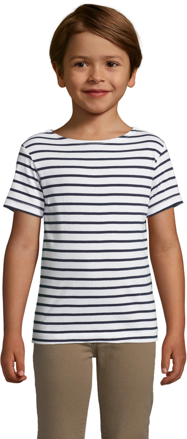 Футболка хлопковая детская Sol’s Miles Kids 0140090406A 6-7р белая/темно-синяя