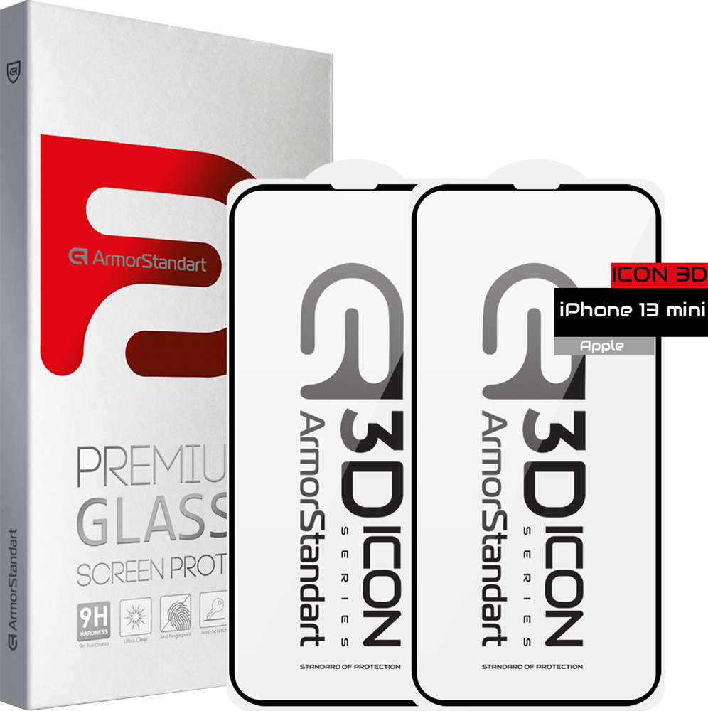 Набор защитных стекол ArmorStandart Icon 3D для iPhone 13 mini Black 2шт (ARM62765) фото 1