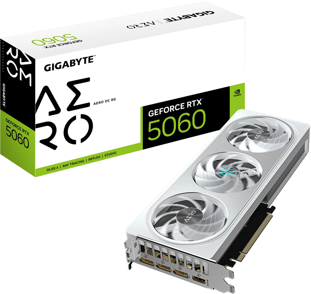 Видеокарта GIGABYTE GeForce RTX5060 8Gb AERO OC (GV-N5060AERO OC-8GD) фото 1