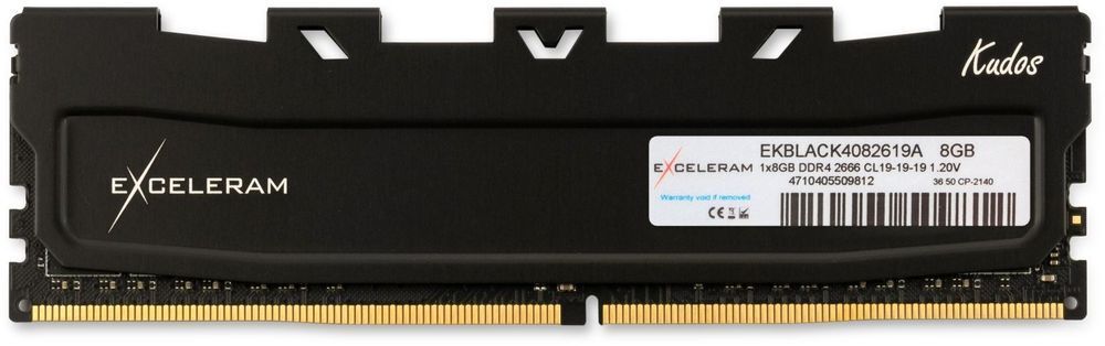 Память для ПК eXceleram DDR4 8GB 2666 MHz Black Kudos (EKBLACK4082619A) фото 1