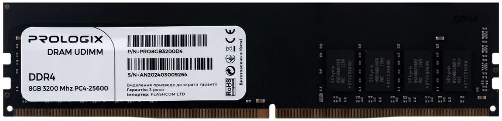 Пам'ять для ПК Prologix DDR4 8GB 3200 MHz (PRO8GB3200D4)фото1