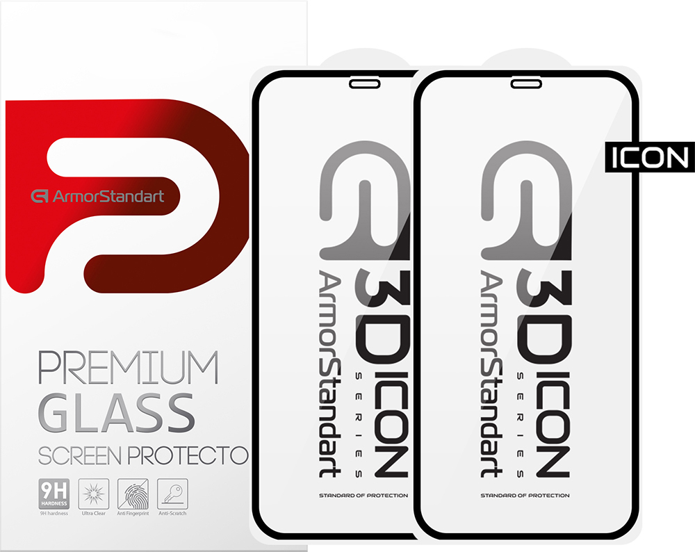 Набор защитных стекол ArmorStandart Icon 3D для iPhone 11/XR Black 2шт (ARM56215-GI3D-BK) фото 1