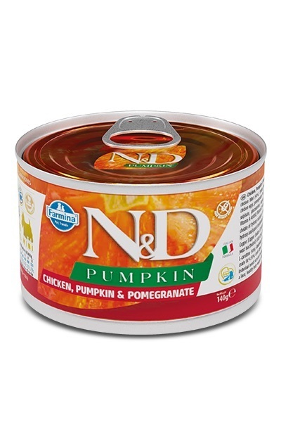 

Влажный корм для собак малых пород Farmina N&D Grain Pumpkin Chicken Adult Mini с тыквой, курицей, гранатом 140 г