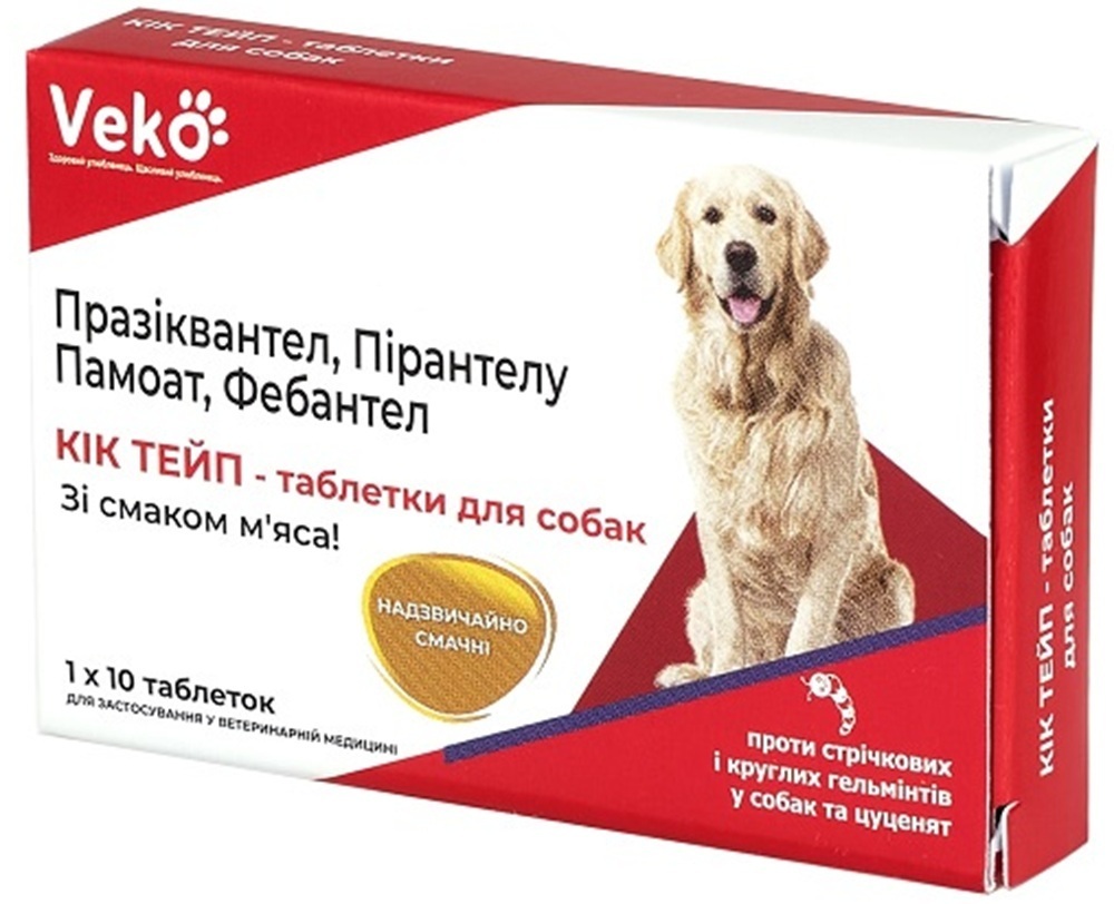 Таблетки Veko Кик Тейп для собак со вкусом мяса 10 шт фото 1