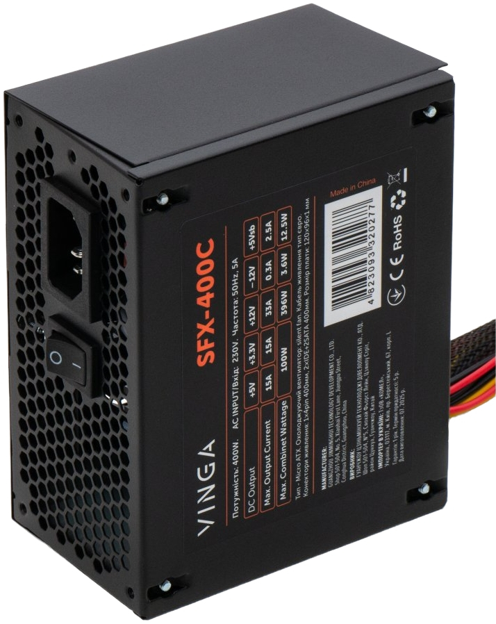 Блок живлення Vinga 400W ОЕМ (SFX-400С) фото1