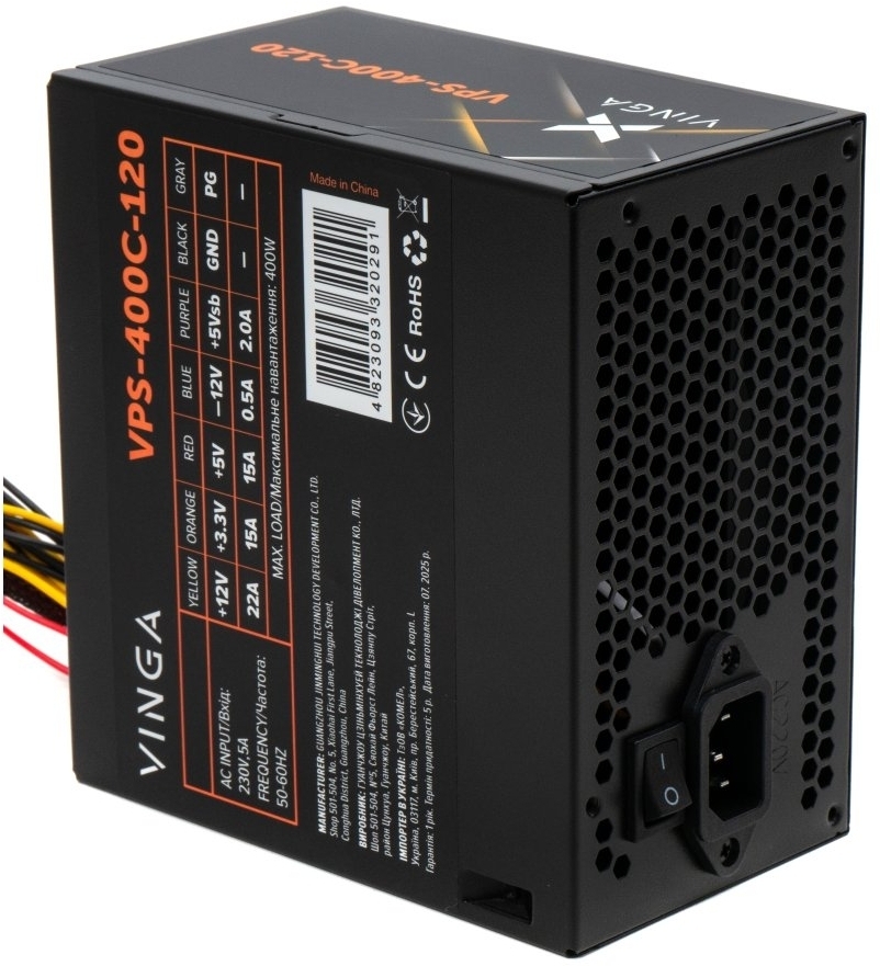 Блок живлення Vinga 400W ОЕМ (VPS-400С-120) фото1