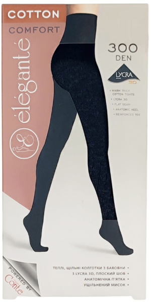Колготы женские Elegante Cotton 300 Den 3р серые