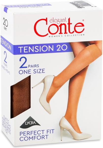 Гольфы женские Conte Elegant Tension 20 Den 23-25 р бронзовые фото 