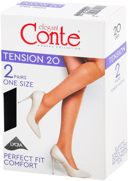Гольфы женские Conte Elegant Tension 20 Den 23-25 р черные фото 
