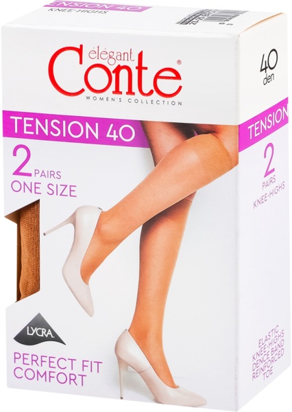 Гольфы женские Conte Elegant Tension 40 Den 23-25 р бронзовые фото 