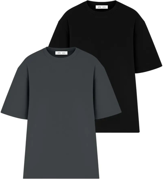 Набір футболок бавовняних чоловічих Ray Oversize U0104M-Dark Grey-Black 2XL/3XL 2шт різнокольоровихфото