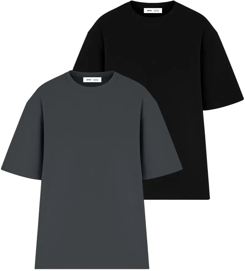 Набір футболок бавовняних чоловічих Ray Oversize U0104M-Dark Grey-Black L/XL 2шт різнокольоровихфото1
