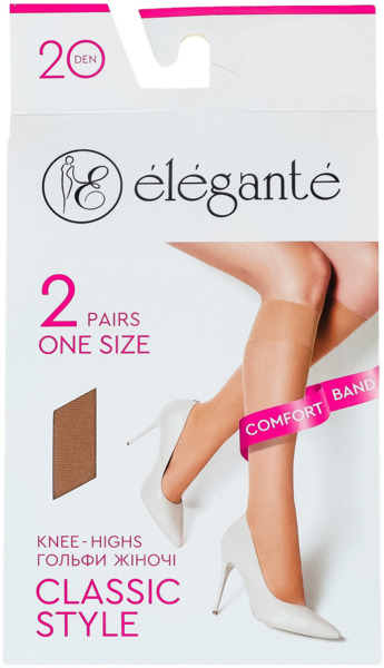 Гольфы женские Elegante Classic 20 Den 36-39 р натуральные фото 