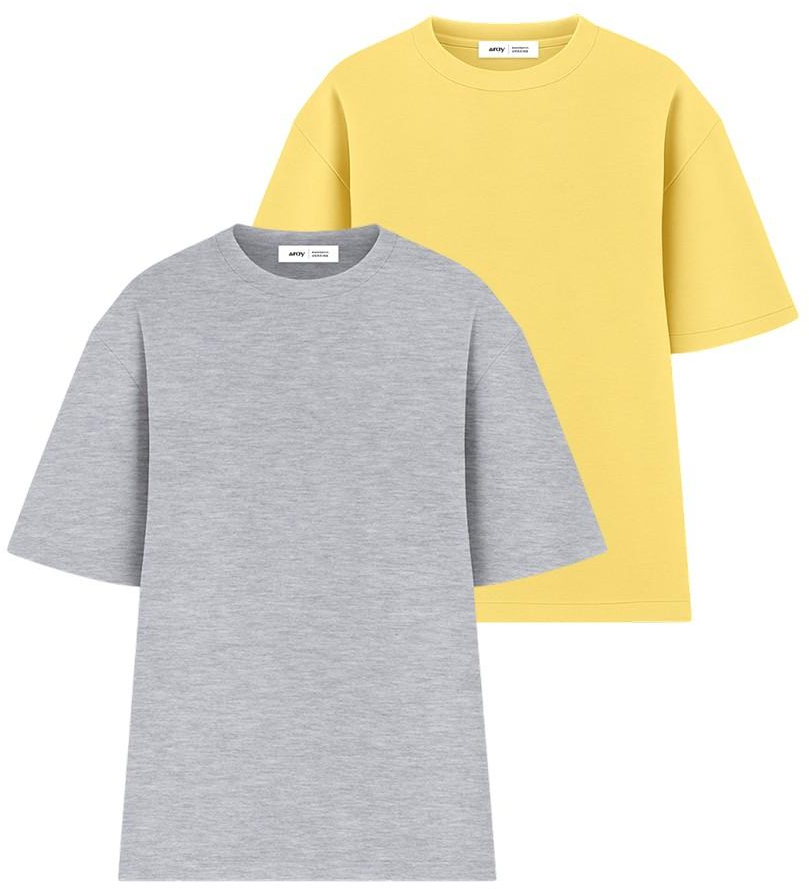 Набір футболок бавовняних чоловічих Ray Oversize U0104M-Grey-Lemon L/XL 2шт різнокольорових