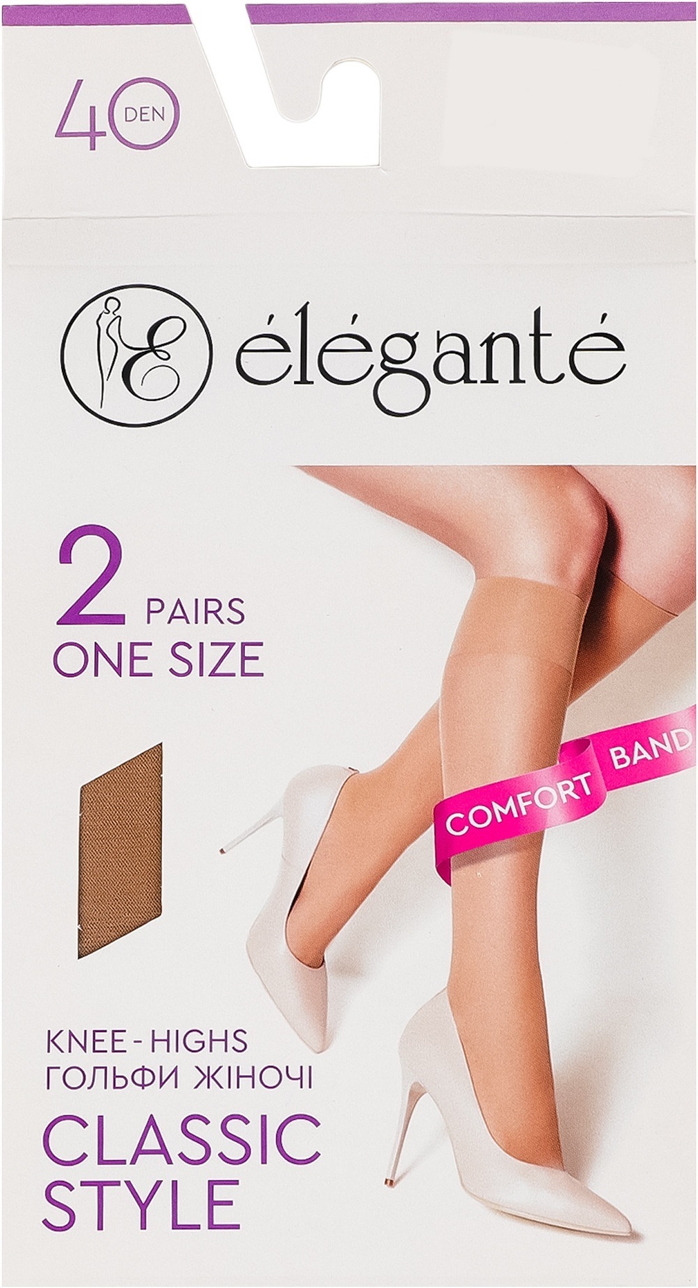 Гольфы женские Elegante Classic 40 Den 36-39 р натуральные фото 1