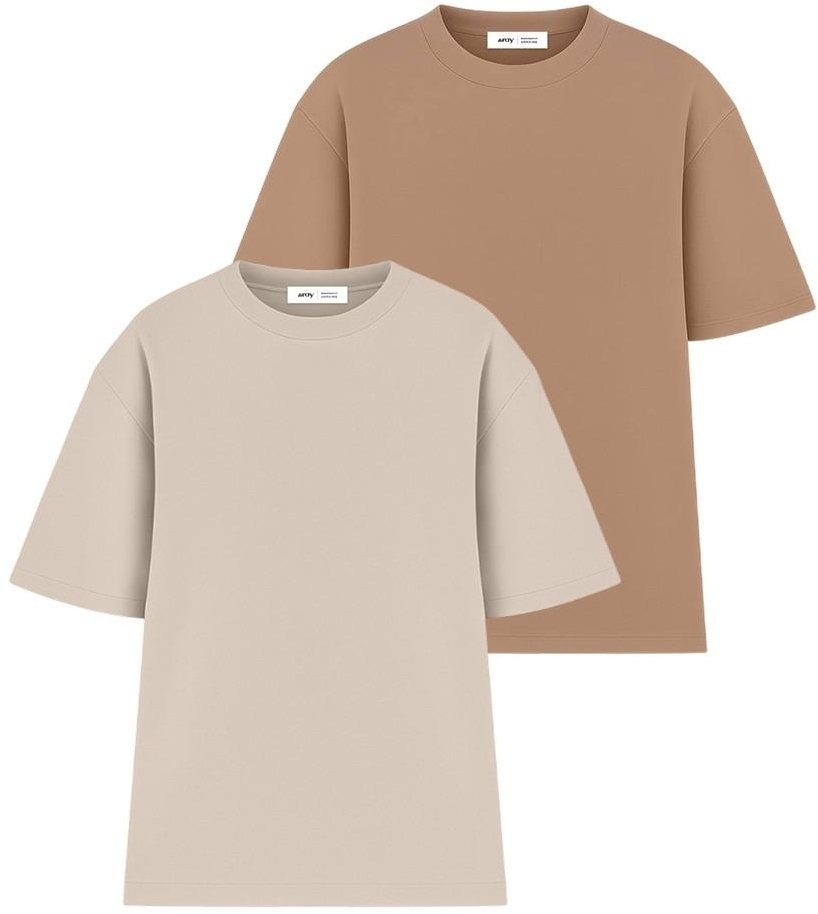 Набор футболок женских хлопковых Ray Oversize U0104W-Cream-Brown 2XL/3XL 2шт разноцветных