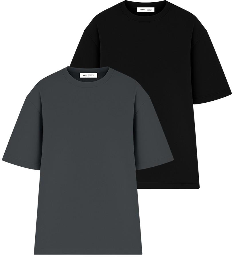 Набір футболок бавовняних жіночих Ray Oversize U0104W-Dark Grey-Black S/M 2шт різнокольорових
