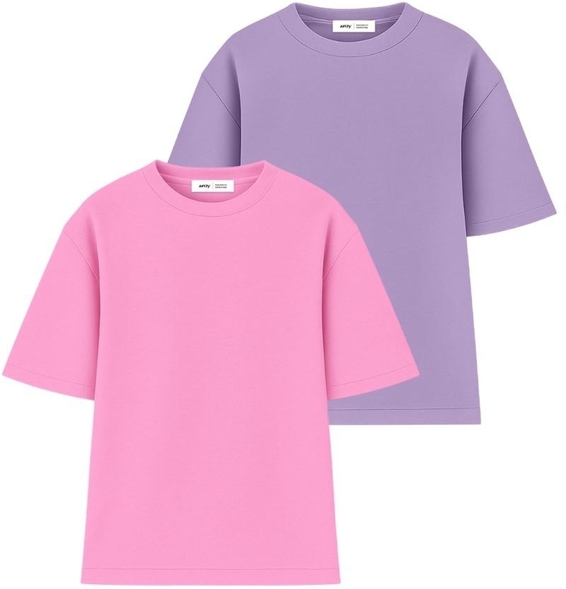Набор футболок женских хлопковых Ray Oversize U0104W-Pink-Lilac 2XL/3XL 2шт разноцветных