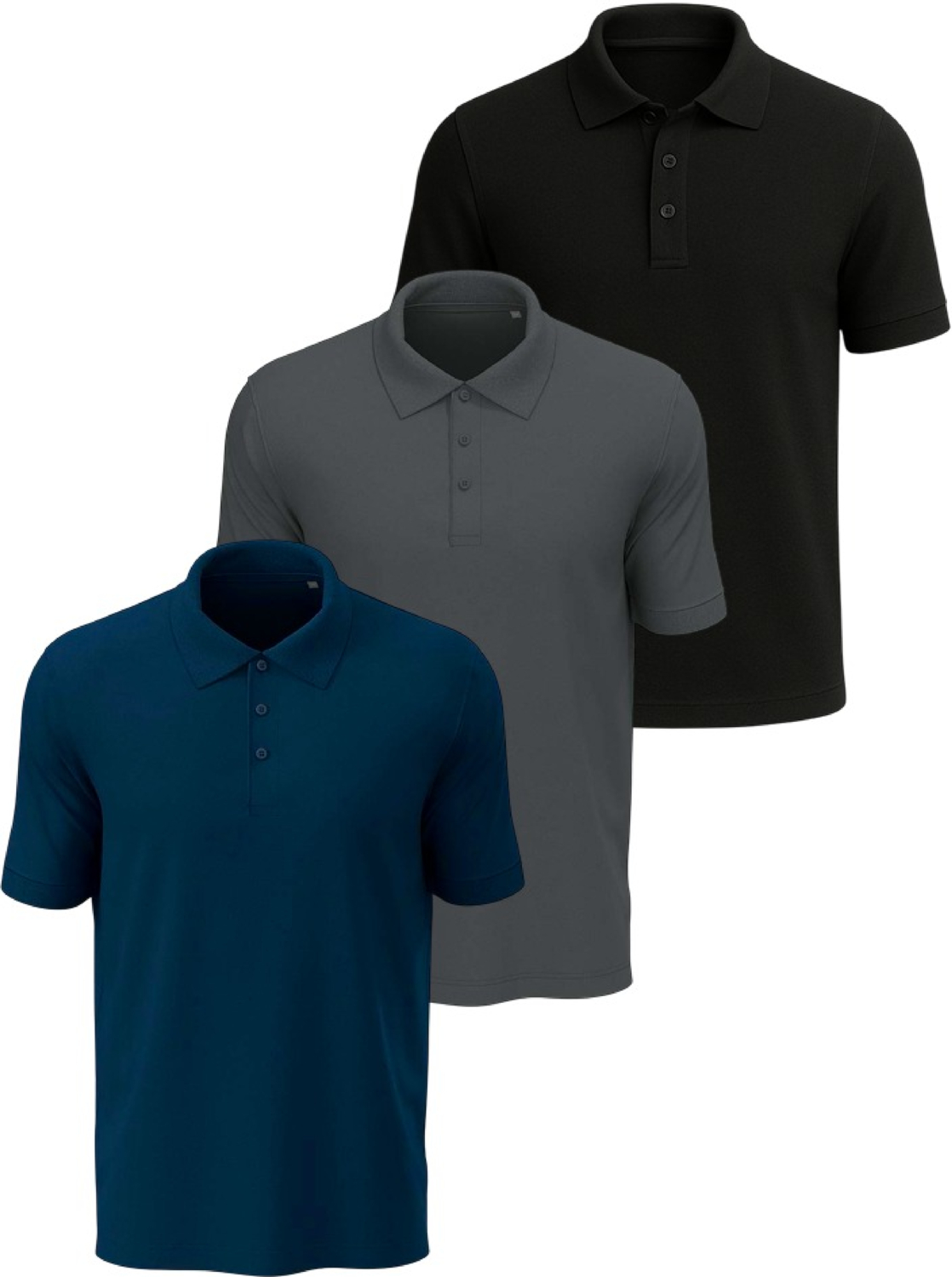 Набір поло бавовняних чоловічих Stedman ST9060-NAV-SLG-BLO L 3шт різнокольорових