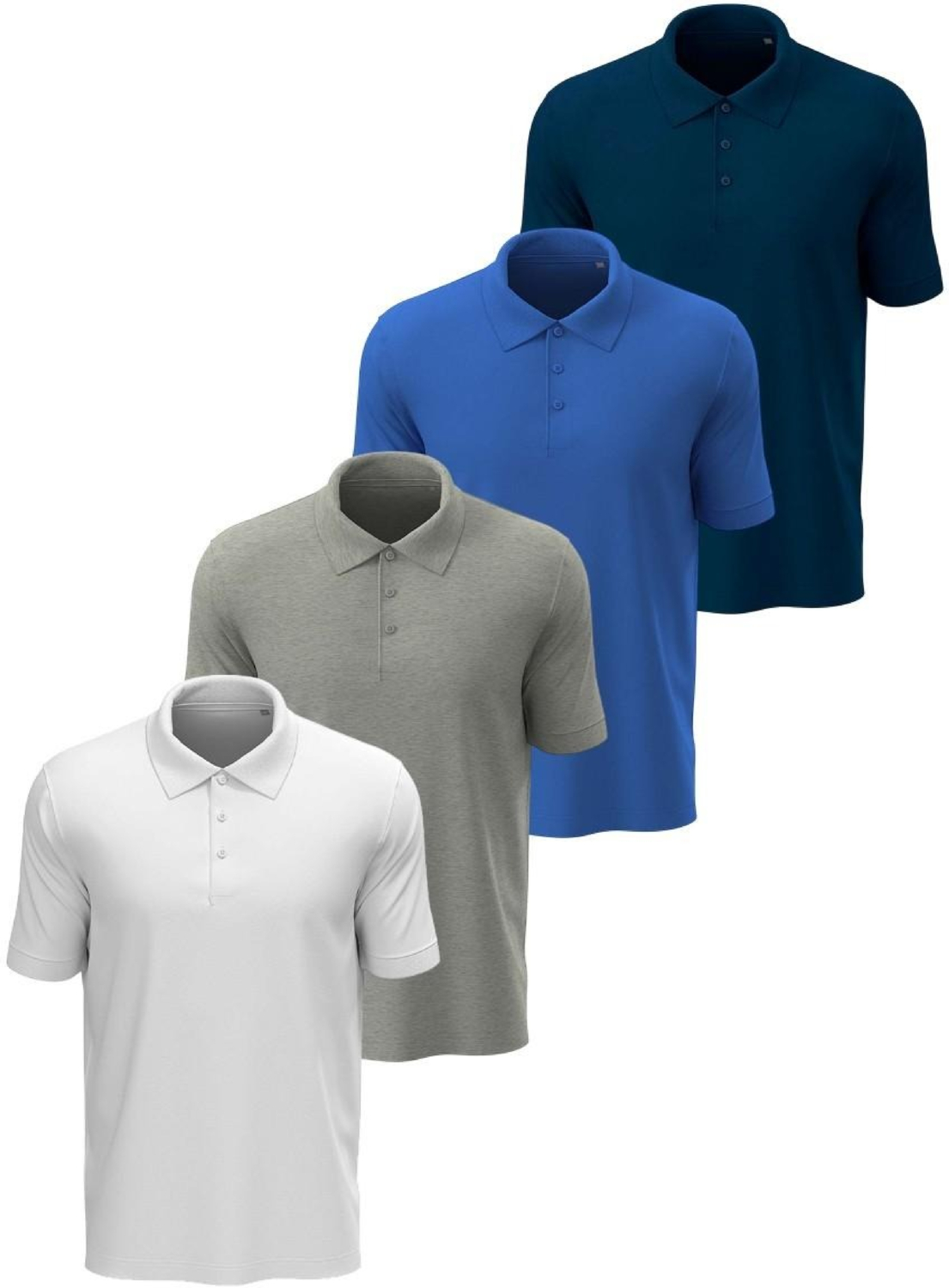 Набір поло бавовняних чоловічих Stedman ST9060-WHI-GYH-NAV-BRR M 4шт різнокольорових