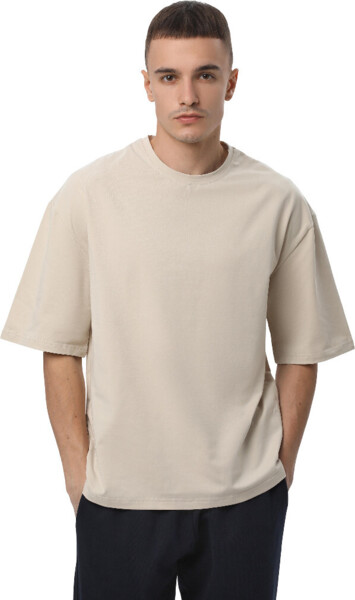 Футболка мужская хлопковая Ray U0104M-Cream S/M бежевая фото 