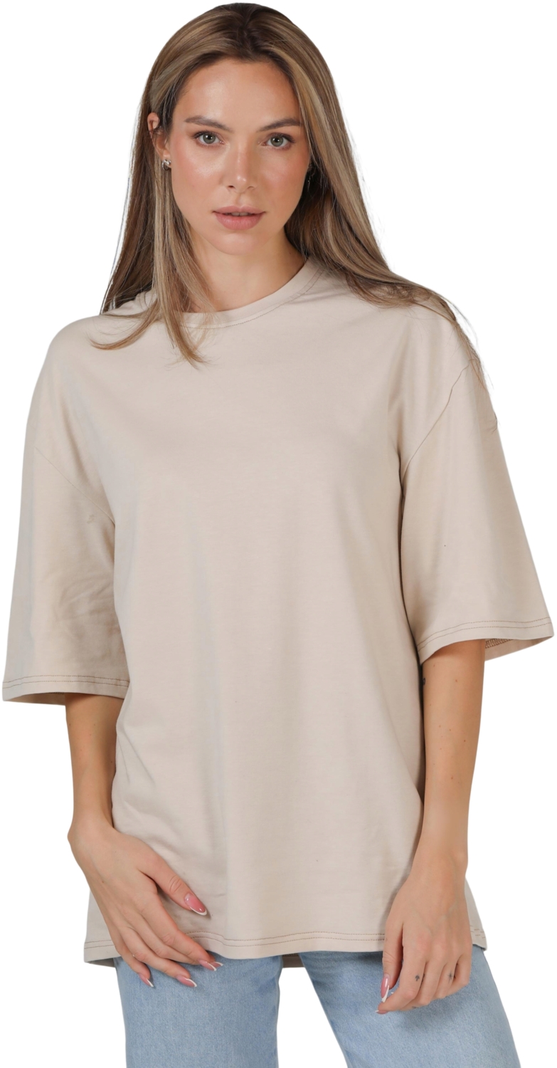 Футболка жіноча бавовняна Ray Oversize U0104W-Cream S/M бежева