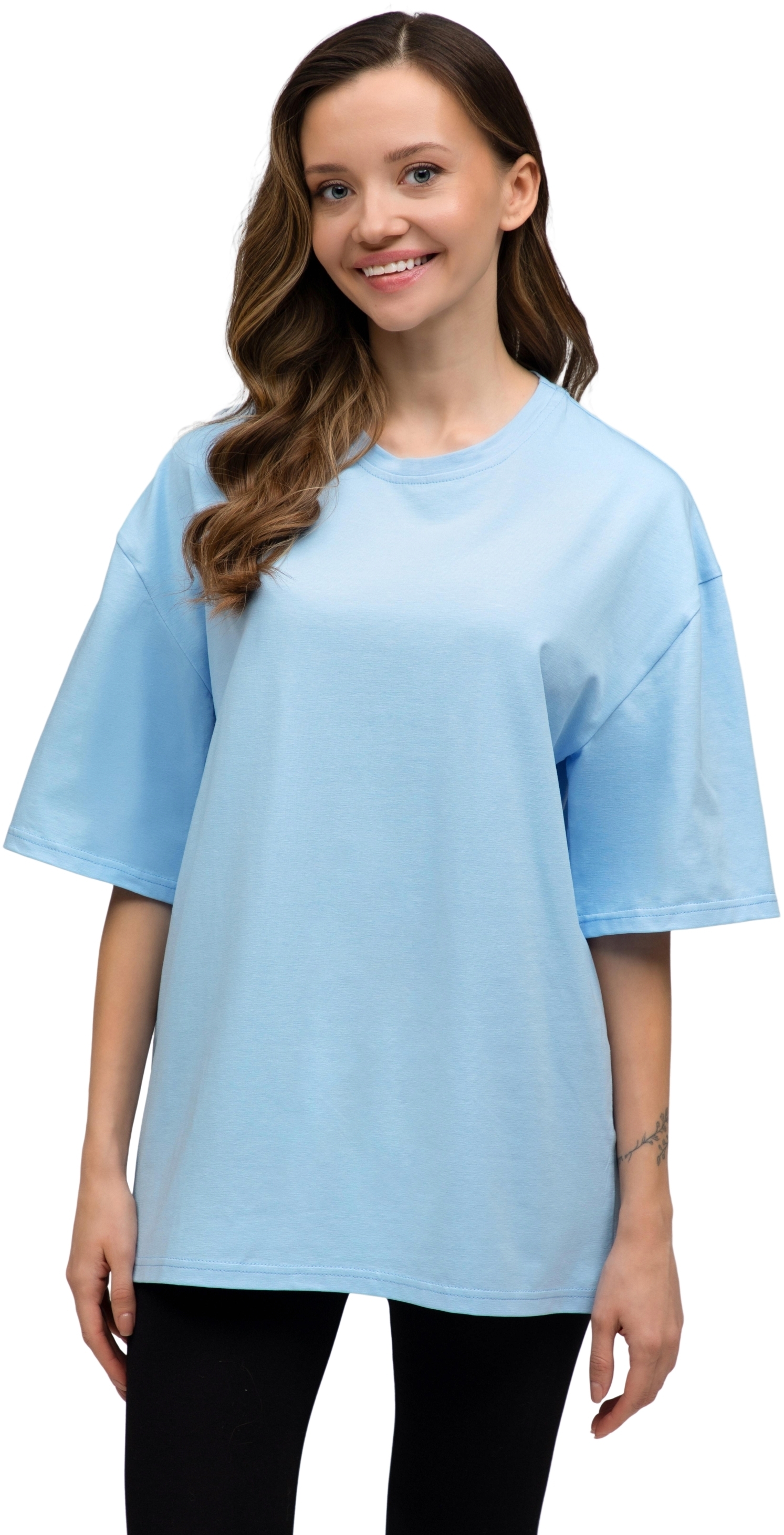 Футболка женская хлопковая Ray U0104W-Sky Blue S/M голубая фото 1