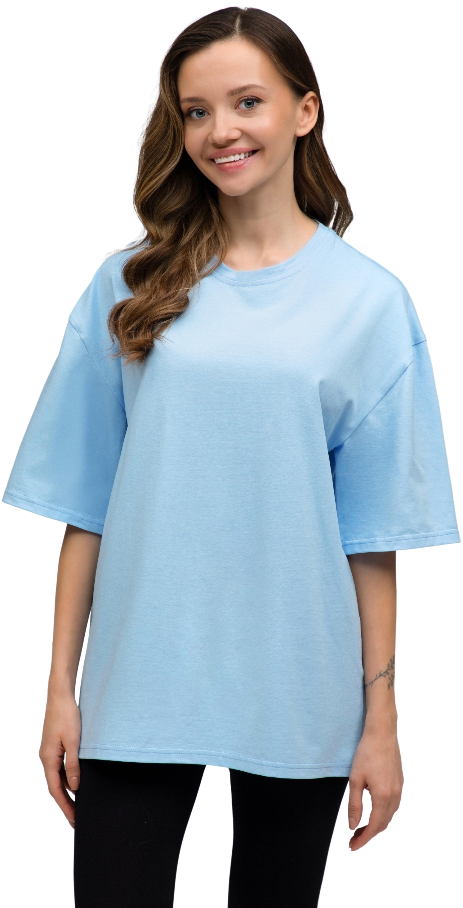 Футболка женская хлопковая Ray U0104W-Sky Blue L/XL голубая фото 1