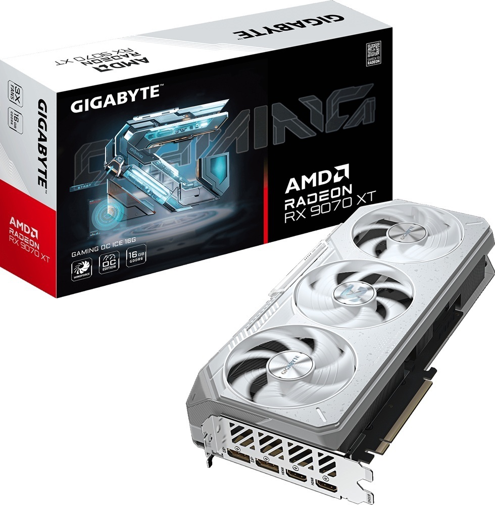 Видеокарта GIGABYTE Radeon RX 9070 XT 16GB GDDR6 GAMING OC ICE White (GV-R907XGAMINGOCICE-16GD) фото 1