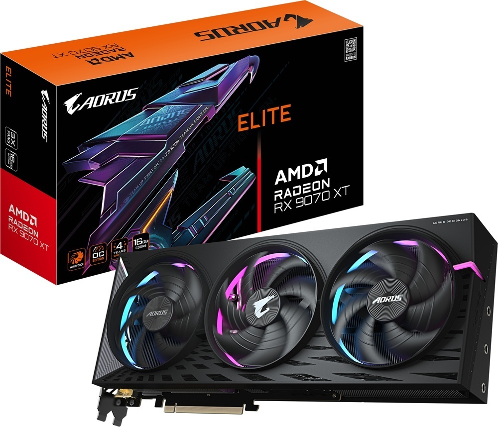 Видеокарта GIGABYTE Radeon RX 9700 XT 16GB GDDR6 AORUS ELITE (GV-R9070XTAORUS_E-16GD) фото 1
