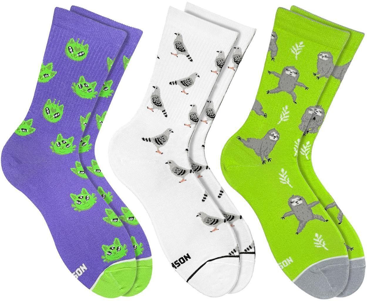 Набор носков NOSKAR Котики Голуби Линовцы 41-46 3 пары разноцветные фото 1