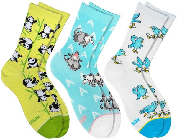 Набор носков NOSKAR Панды Опоссумы Кукуха 36-40 3 пары разноцветные фото 