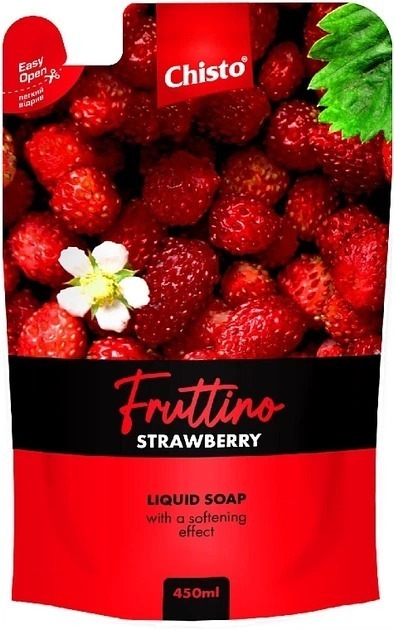 Рідке мило Chisto Fruttino Strawberry дой-пак 450 мл фото1