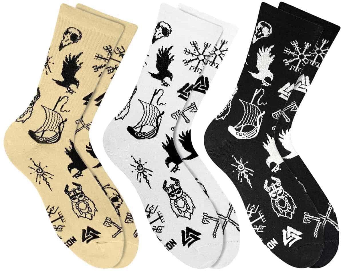 Набор носков NOSKAR Nordic Tattoo 41-46 3 пары белые/бежеве/черные фото 1