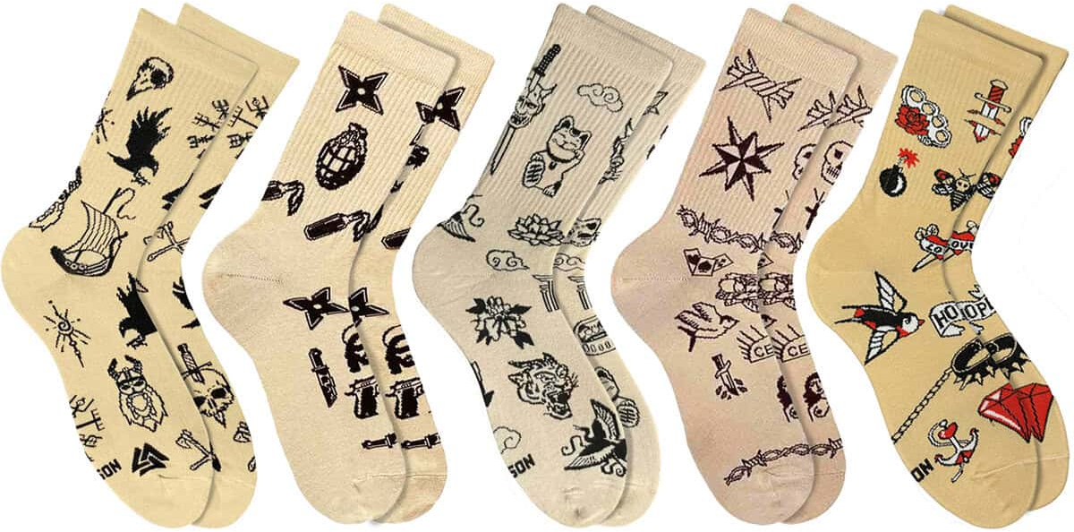 Набор носков NOSKAR Татушка 36-40 5 пар бежевые фото 1