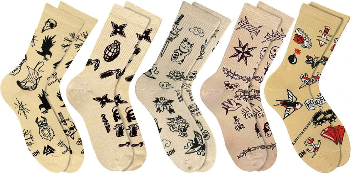 Набор носков NOSKAR Татушка 41-46 5 пар бежевые фото 1