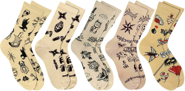 Набор носков NOSKAR Татушка 41-46 5 пар бежевые фото 
