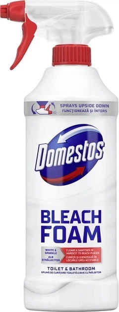 Спрей-піна для чищення унітазу та ванної Domestos Відбілювання та Блиск 435 млфото1