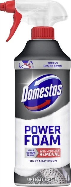 Спрей-пена для чистки унитаза и ванной Domestos Пауэр для удаления налета 435 мл фото 1