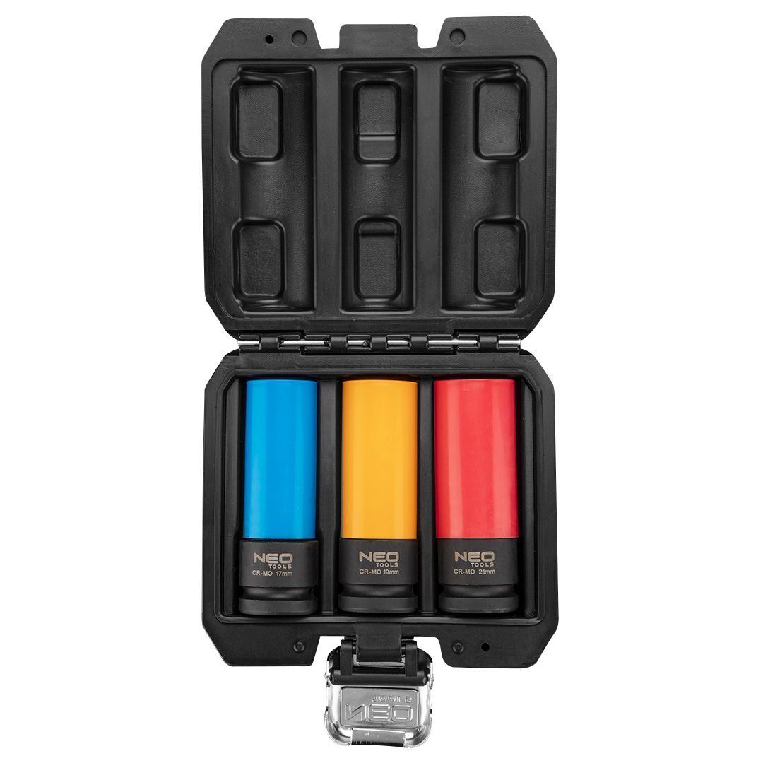 Набір торцевих насадок Neo Tools 1/2", 17, 19, 21мм (12-350)фото1