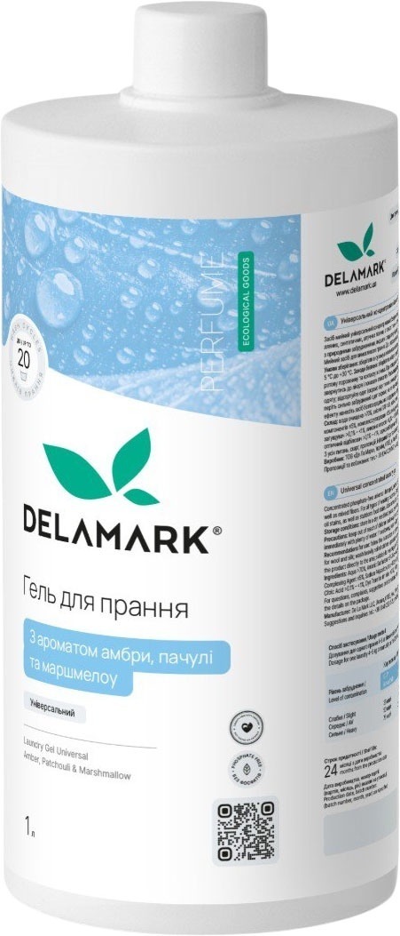Гель для стирки DeLaMark универсальный с ароматом амбры, пачули и маршмелоу 1 л фото 1