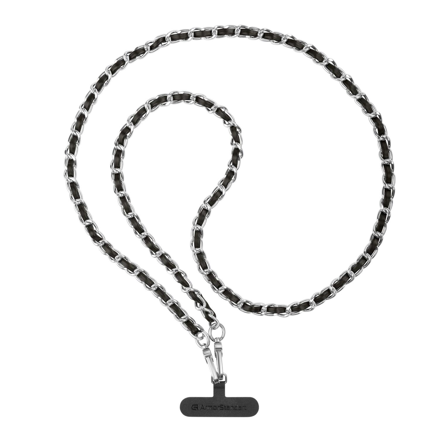 Ремешок для смартфона ArmorStandart Chain link Polished Silver with Black Leather (ARM77033)