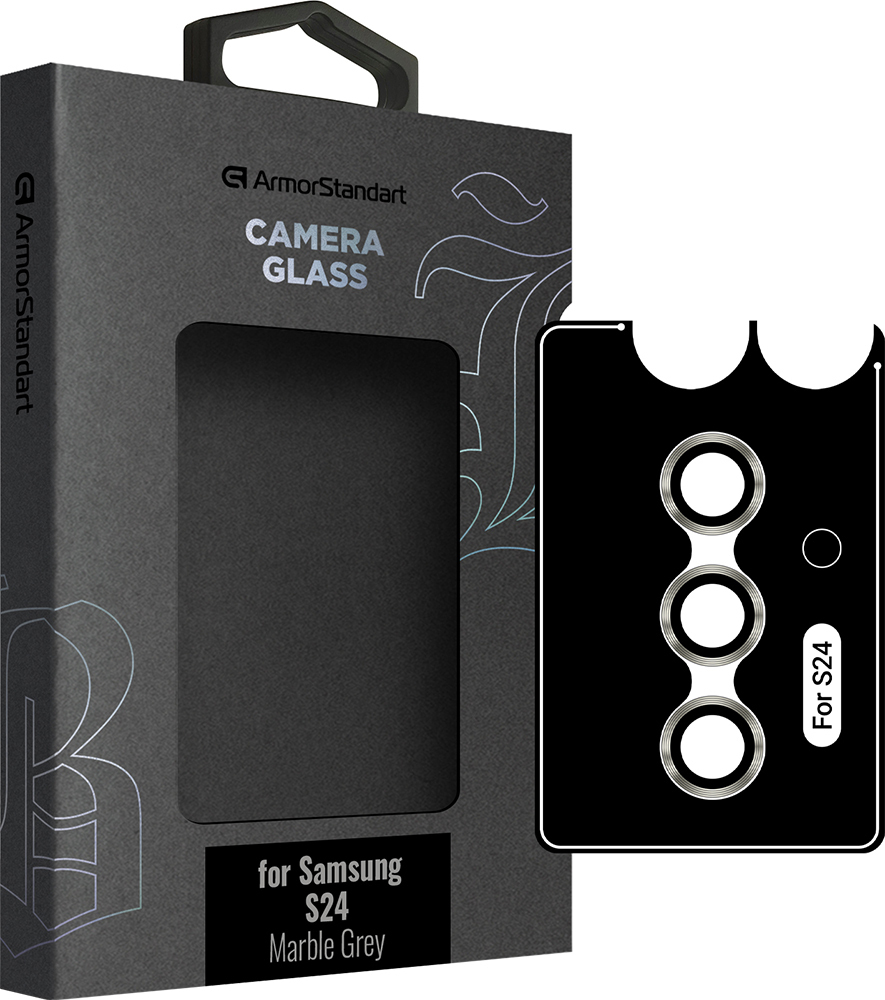 Защитное стекло для камеры ArmorStandart Supreme Black Icon для Samsung S24 Marble Grey (ARM76606) фото 1