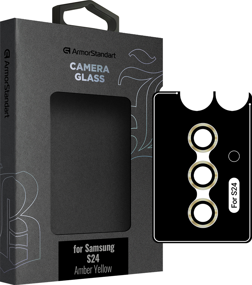Защитное стекло для камеры ArmorStandart Supreme Black Icon для Samsung S24 Amber Yellow (ARM76609) фото 1