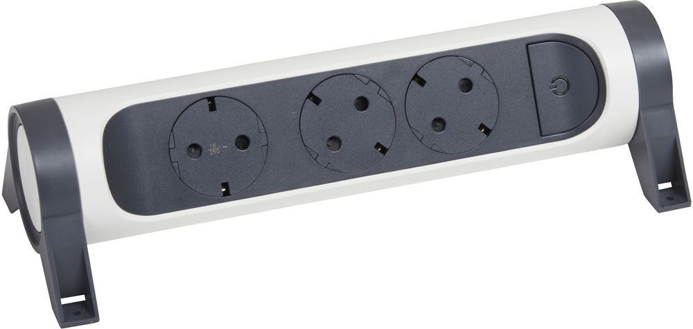 Удленитель Legrand ПРЕМИУМ поворотный 3х2К+З розетки 16 А, без кабеля, Белый/Черный(694543) фото 1