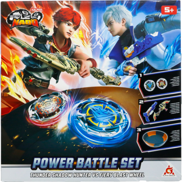 Набор Infinity Nado VII Power Battle Set Громовой Охотник Теней и Огненное Колесо Взрыва (Thunder Shadow Hunter vs Fiery