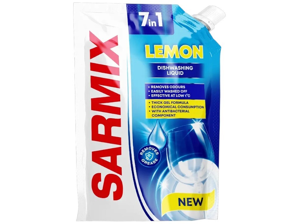 Гель для мытья посуды Sarmix Лимон дой-пак 450 мл фото 1