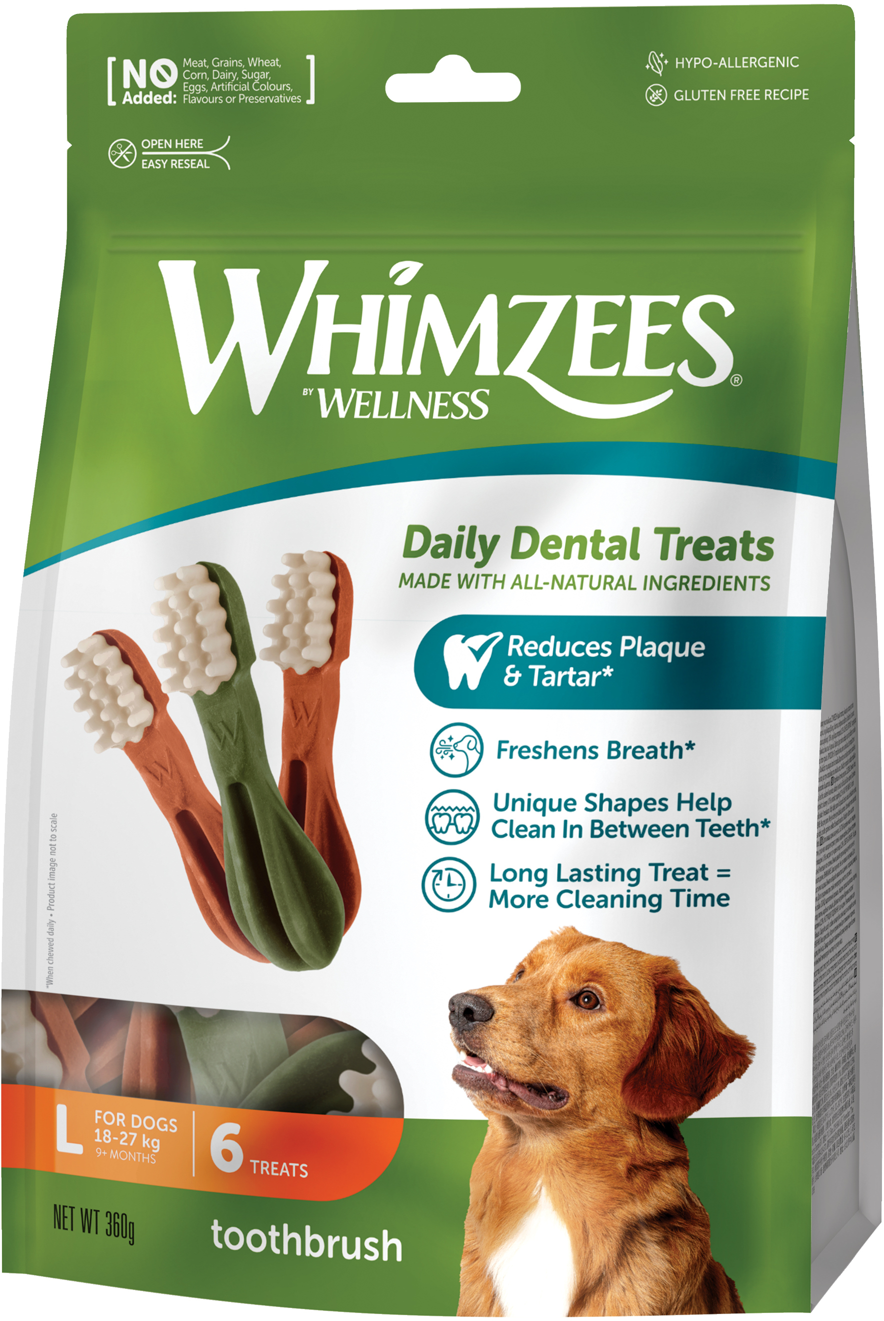 Лакомство для собак Whimzees Toothbrush в форме зубной щетки L 6 шт фото 1